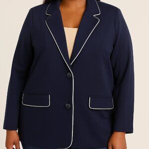 NWT Pam & Gela Boyfriend Track Blazer Navy Women’s Size M Oversized Tailored